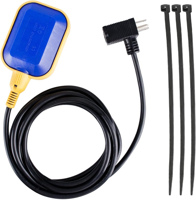 MARSTEK Universal Tethered Float Switch with 10ft Cable - Ideal for Sump Pumps, Water Tanks, Sewage Pools, and More - 16 Amp Maximum Pump Run Current, IP68 Waterproof - Image 1